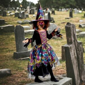 Kids Glitter Hallows Eve Witch Costume
